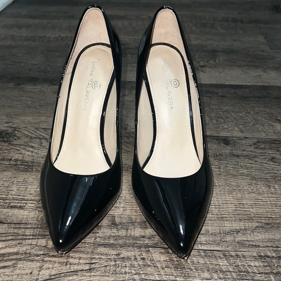 Shiny Black Lidia Talavera Heels US10 - Picture 2 of 9